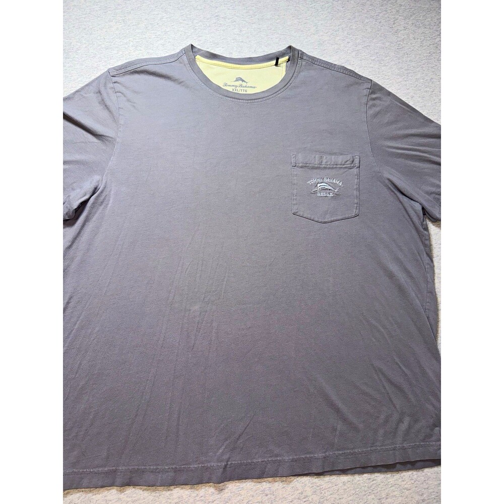 Tommy Bahama Men’s 2XL Big & Tall Gray Cotton Blend Crew Neck Pocket Tee